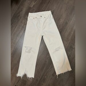 Deminist Distressed cropped jeans - white - 26